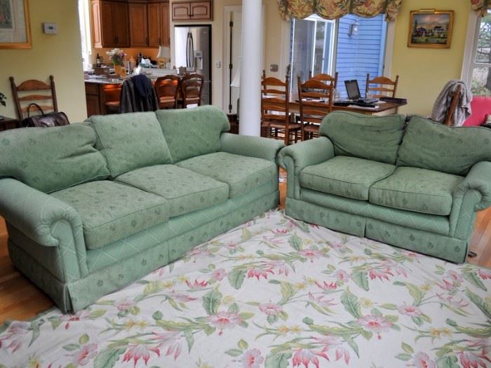 Couch and love seat. (Kitchen table & chairs in background will not be available for sale. Sorry)