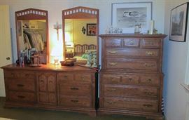 Large Dresser with Double Mirrors and Chest of Drawers