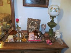 Vanity Set, with Mirror Tray Pair of Perfume Bottles