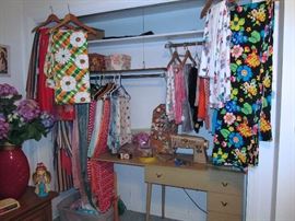 Singer 500 Slant Needle Sewing Machine with attachments, All types of Findings and Vintage 70's & 80"s Fabrics