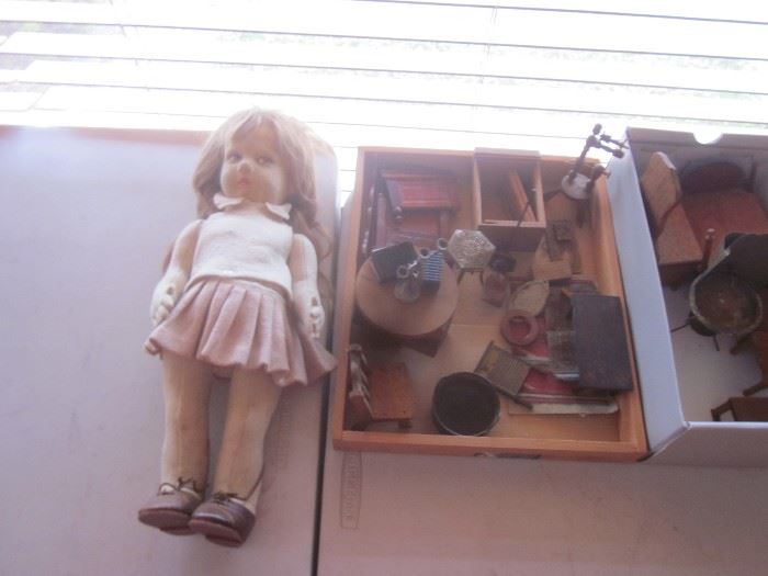 Lenci doll and antique doll furniture