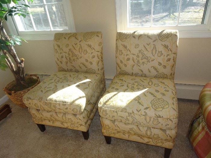 Pair of Custom Covered Boudier Chairs
