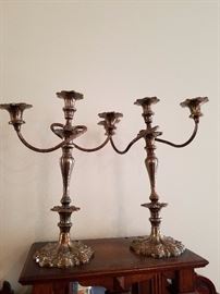 Pair silverplate candelabras