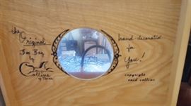 Enid Collins Signed Purse Wooden Peacock Interior