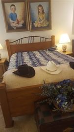 Queen Size Head & Footboard, Mattress in Picture is not for Sale, Hats, Frames and Paintings