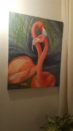 Original Painting Flamingos Signed Sternberg