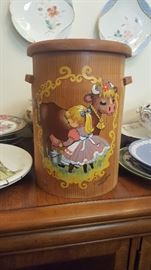 Hand Painted Wooden Bucket Signed