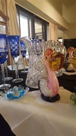 Murano Glass Pelican, Crystal Vase