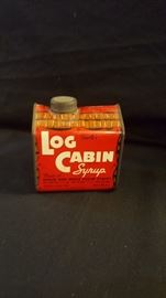 Vintage Tin Log Cabin Syrup Container