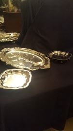 Silver Plated with Raised Legs Roast Cutting Platter