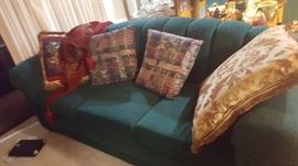 Sleeper Sofa, Teal, Throw Pillows