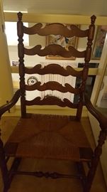 Ladder Back Woven Reed Rocker