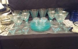 Vintage Aqua Blue Uranium Depression Glass