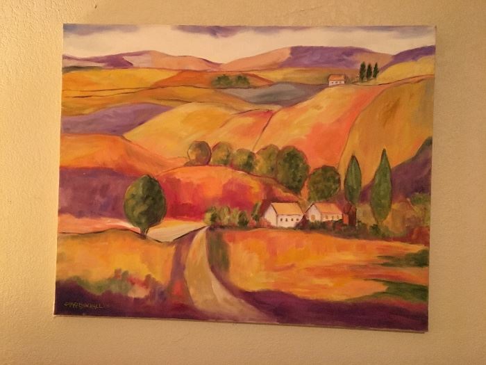 Original signed impressionistic landscape painting on Canvas by Texas artist Sharolynn Hall. 