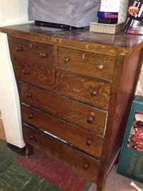 Old Oak dresser!  That's a typewriter under the cover!