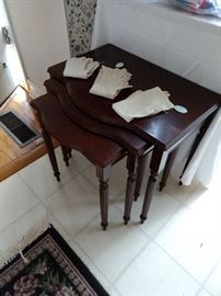 Set of nesting tables that can be used in any room! Leave "as is" or would paint up really pretty!