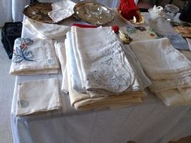 Tables and tables full of pretty linens.