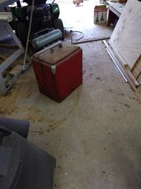 Old red cooler! Just starting on the shed.