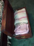 old trunk and linens