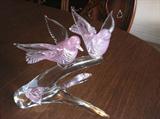Murano glass, Laticino pink swirls, Elio Raffaeli, love birds