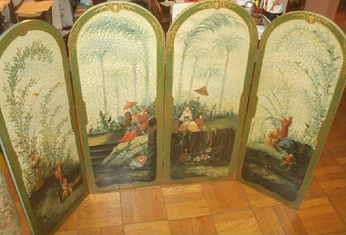 FOUR PANEL HANDPAINTED CHINESE ROOM DIVIDER