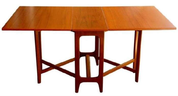 VINTAGE KLEPPES MOBELFABRIKK DANISH DROP LEAF TABLE(SIZE: 34Dx64.5"Wx29"H)MADE IN NORWAY