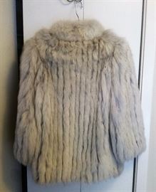 back of Blue Fox waist length fur coat
