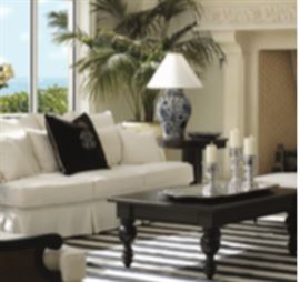 Shows the Coffee Table 54" x 32" Portobello Dark Walnut