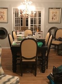 Actual shot from our dining room also Portobello Line from Drexel Heritage - comes with just the 6 chairs and 3 leaf extensions with Table Pads for each setting