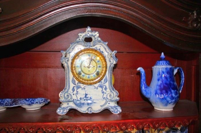 Porcelain Clock and Decorative Pitcher