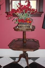 Square 2 Tiered Side Table with Potted Plant
