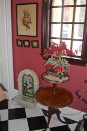Round Double Tiered Side Table with Fountain , Floral Art  and more .....