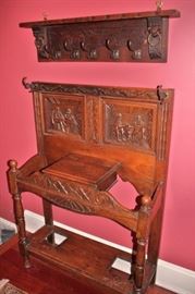 Wood Carved Wall Hat Rack and  Console Piece