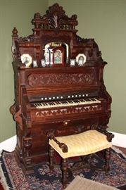 Vintage Organ and Bench with Small Decorative