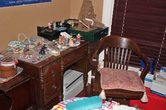 Desk and Chair  with loads of Bric-A-Brac