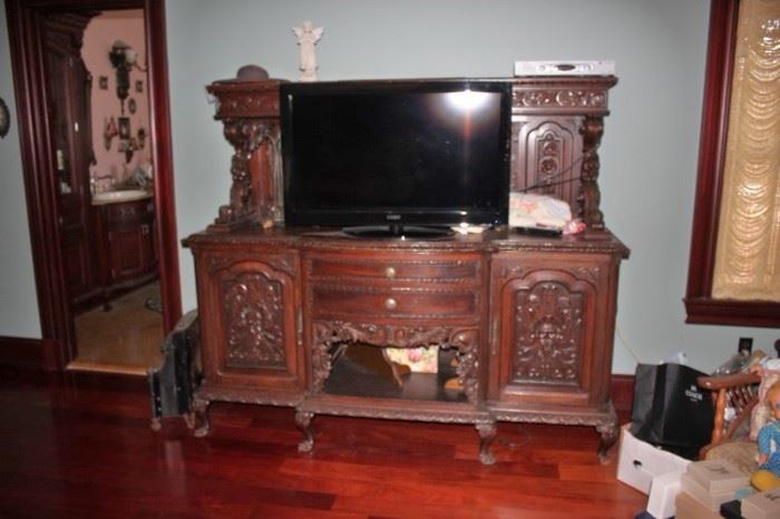 Vintage Side Board and Flat Screen TV