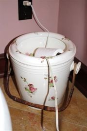 White Ceramic Pail with  Roses