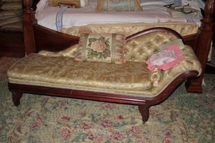 Upholstered Chaise with Decorative Pillow