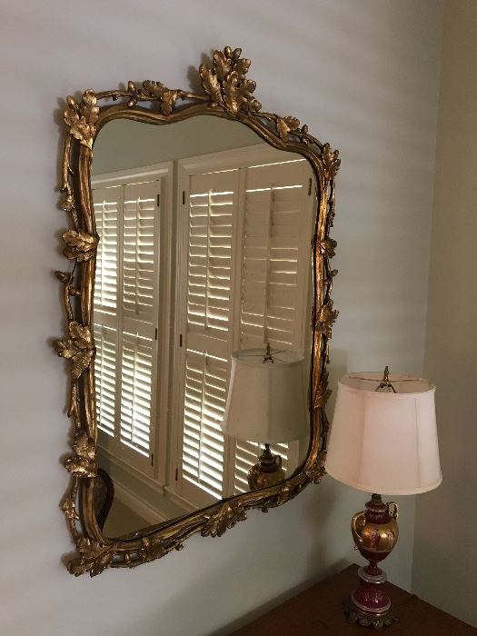 Large Ornate Gilt Antique French Mirror (31.5”w x 40”h - overall) 
$400