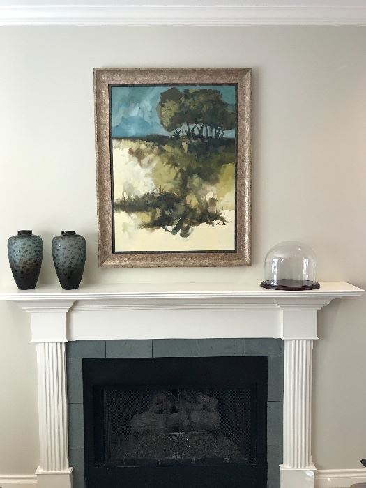 Fireplace Vignette with Jerry Seagle Painting