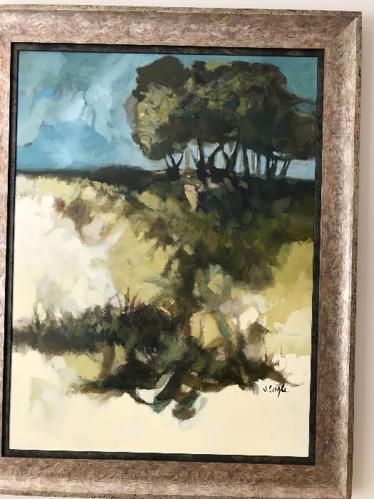 Jerry Seagle Original 1970’s Acrylic 
‘Trees at the Top of the Hill’ (image size 30” x 40”)   $3,900