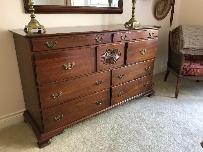 Solid Cherry Nine Drawer Chest - Mobry Hill Collection by Mount Airy
(60”w x 36”h x 19”d)  $1,100