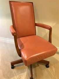 Ethan Allen Tan Leather & Wood Office Chair  $350