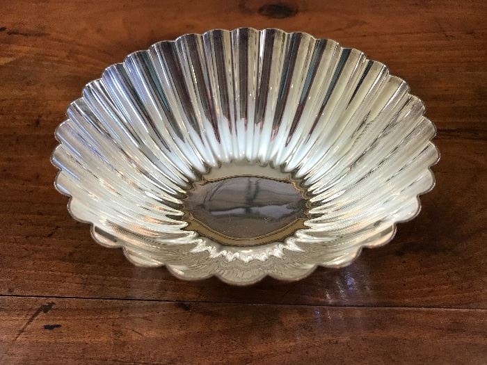 Antique Silver Plate Fluted Candy Dish (6”)  $18