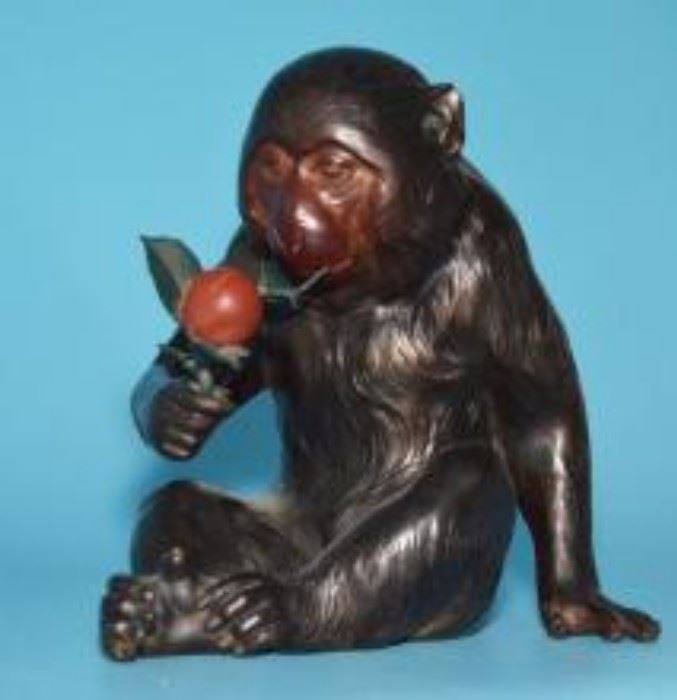 3: Signed Japanese Bronze Monkey Statue