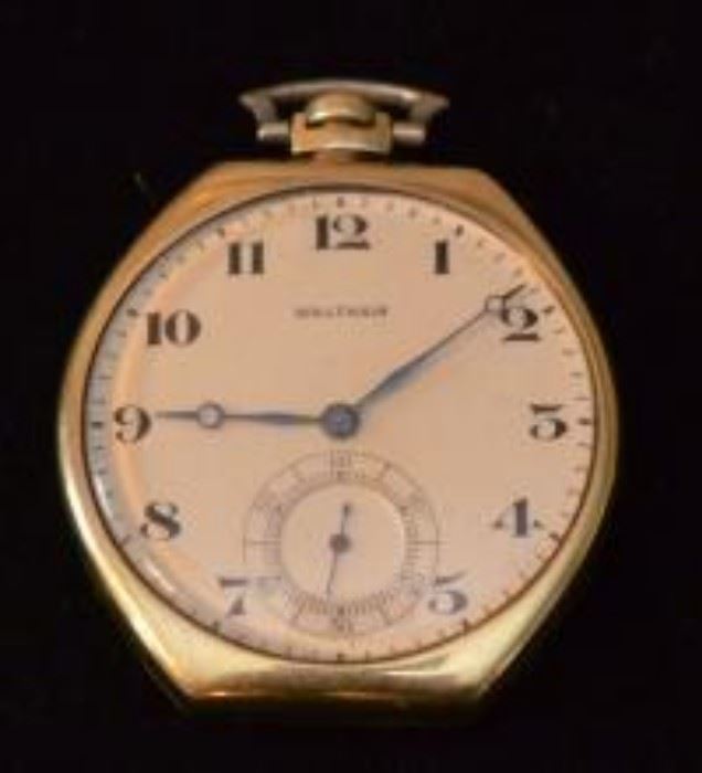 10: Waltham 14k Gold Pocket Watch (Elgin Giant 