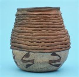 27: Prehistoric Anasazi Corrugated Painted Pottery Jar