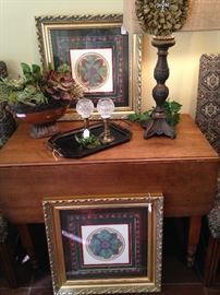 Drop leaf table and companion framed art