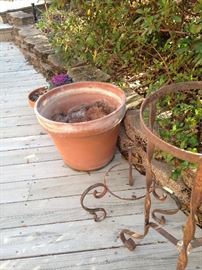 Clay pots and rustic planters