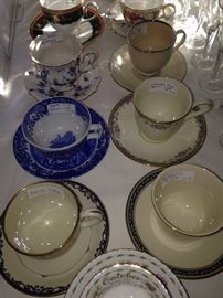 Variety of cups & saucers